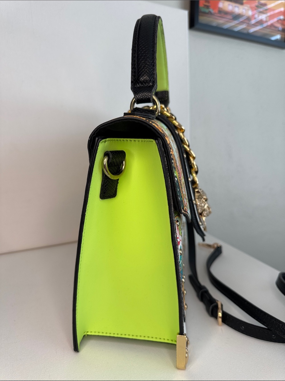 Aldo White Multi-Color Printed Top-Handle Crossbody Bag - Picture 2 of 8